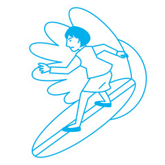 Fototapeta premium Business woman surfing on white background. Vector illustration.