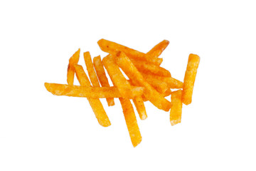 Tasty fresh fried popatoes isolation on white