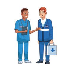 professional paramedics avatars characters icons