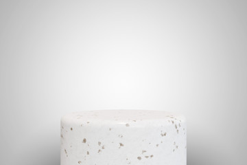 Empty white ceramic podium on white background. Best for product presentation. 3d rendered round pedestal.