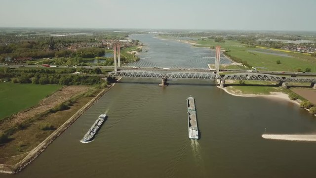 Martinus Nijhof bridge over highway A2 in the Netherlands, Aerial