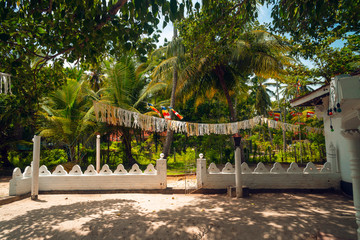 Świątynia buddyjska na tle tropikalnych palm. © insomniafoto