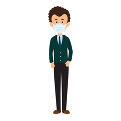 businessman with face mask isolated icon vector illustration design