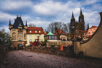 Fototapeta na wymiar Meissen old town with the middle castle gate