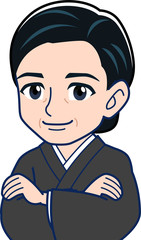 黒い和服を着た女性