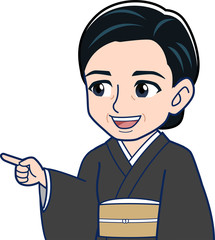 黒い和服を着た女性