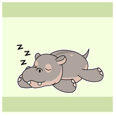 Cute hippopotamus is sleeping. sweet dream, snoring.