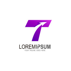 Letter t with arrow logo design vector, fast and letter t icon , success symbol