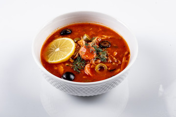 bowl of soup with meat