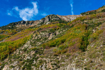Landscape view of the mountains around Le Bourg d'Oisans in France
