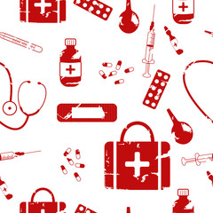 Seamless pattern medical supplies vector