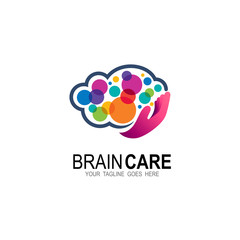 Brain care icon template, Colorful logo 