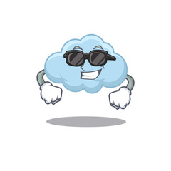 Cool blue cloud cartoon character wearing expensive black glasses