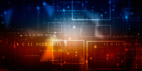 2d illustration abstract digital binary data on computer screen
