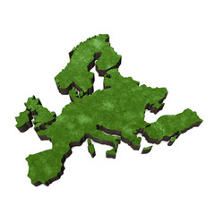 Obraz premium Map of Europe with grass and soil. 3D rendering