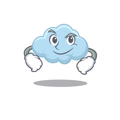 A mascot design of blue cloud having confident gesture