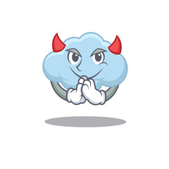 Blue cloud dressed as devil cartoon character design style