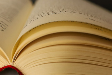close up of open book
