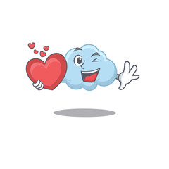A sweet blue cloud cartoon character style with a heart