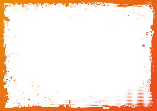 Halloween blank background with gradient orange grunge border