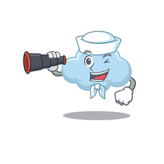 A cartoon icon of blue cloud Sailor with binocular