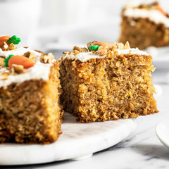 Slice of fresh homemade carrot cake
