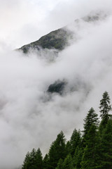 Fototapeta na wymiar nubi basse in val Roseg, Engadina