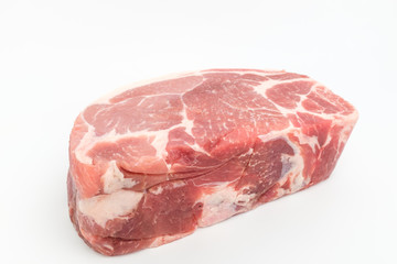 Thick pork on white background
