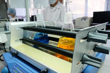 Almaty / Kazakhstan - 03.29.2019 : Chemical reagents for analyzing the reaction of the composition...