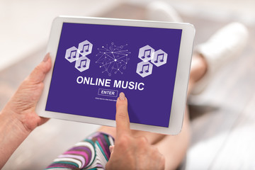 Online music concept on a tablet