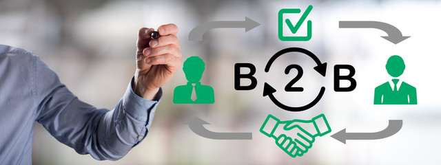 B2b concept drawn by a man