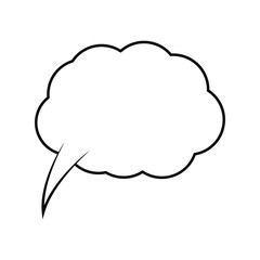 Think bubble isolated. Trendy think bubble in flat style. Modern template for social network and label. Creative thought balloon. Cloud line art, vector illustration.