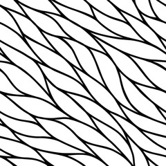 Background with wavy stripes. Monochrome geometric abstract design. Seamless pattern. Background with twisted elements. Black and white backdrop. Repeating simple linear waves. Modern stylish texture