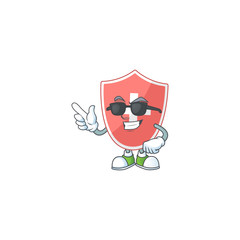 Super cute medical shield cartoon character wearing black glasses