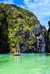 Magnificent landscape of islands and lagoons near El Nido in the Philippines