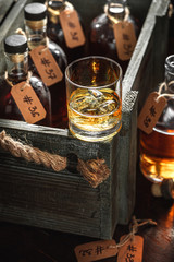 Aged cognac in the old distillery warehouse