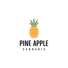 Creative modern pineapple with cannabis leaf vector logo design template