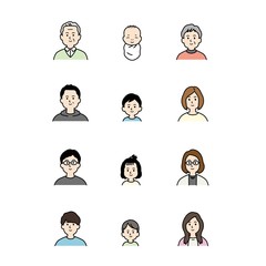 家族の上半身イラスト