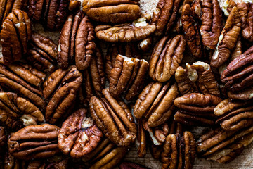 Peeled fresh organic raw pecans