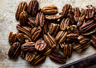 Peeled fresh organic raw pecans