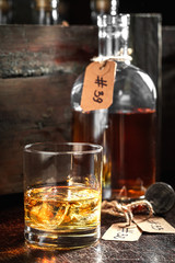 Aged whisky labeled and shipmend in old distillery