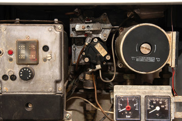 The mechanism of the gas boiler, in the boiler room