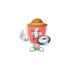 World explorer medical shield cartoon design style using compass