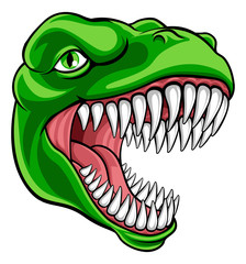 Obraz premium A dinosaur T Rex or raptor cartoon animal mascot
