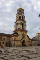 Abkhazia, New Athos. View of the monastery with golden domes