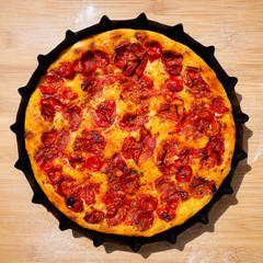 Delicious barese homemade focaccia bread with tomato