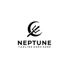 Creative modern symbol neptune trident logo design template element  - obrazy, fototapety, plakaty