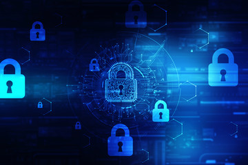 2d illustration Safety concept: Closed Padlock on digital background