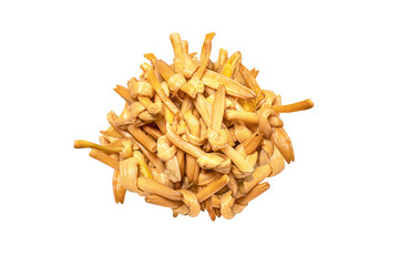 dried day lily prepare for cooking Chinese medicine pork ribs stew on white background