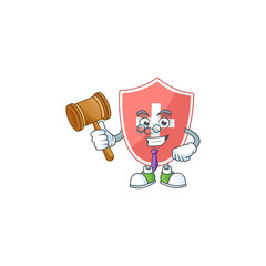 Charismatic Judge medical shield cartoon character design with glasses